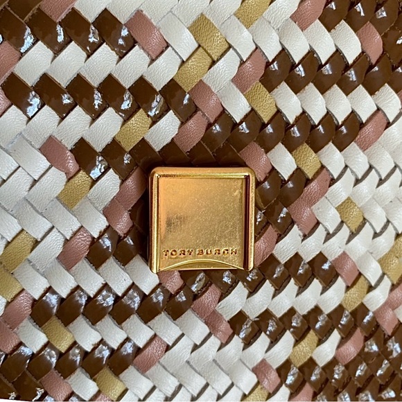 NEW Tory Burch Britten Multicolor Leather Woven Crossbody Shoulder Summer Bag - Picture 7 of 10